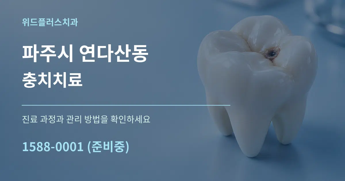 파주시 연다산동 충치치료 작업 조건 안내 그래픽