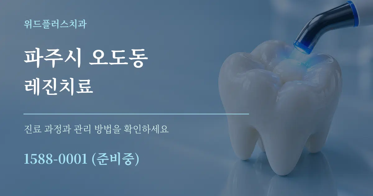 파주시 오도동 레진치료 작업 조건 안내 그래픽