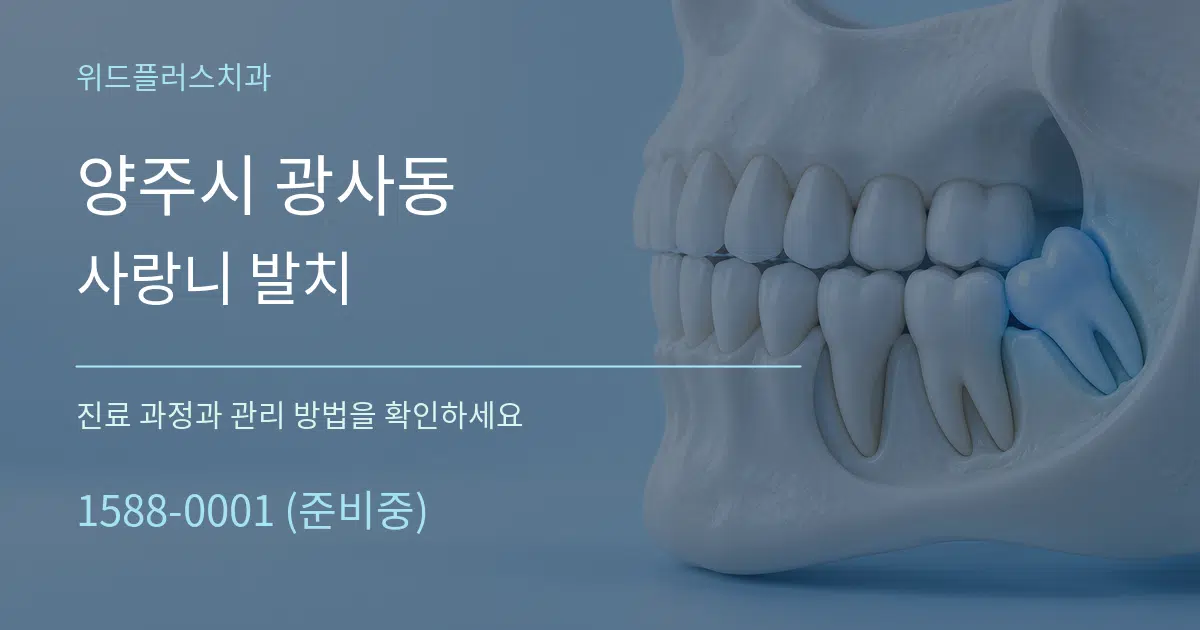 양주시 광사동 사랑니 발치 작업 조건 안내 그래픽